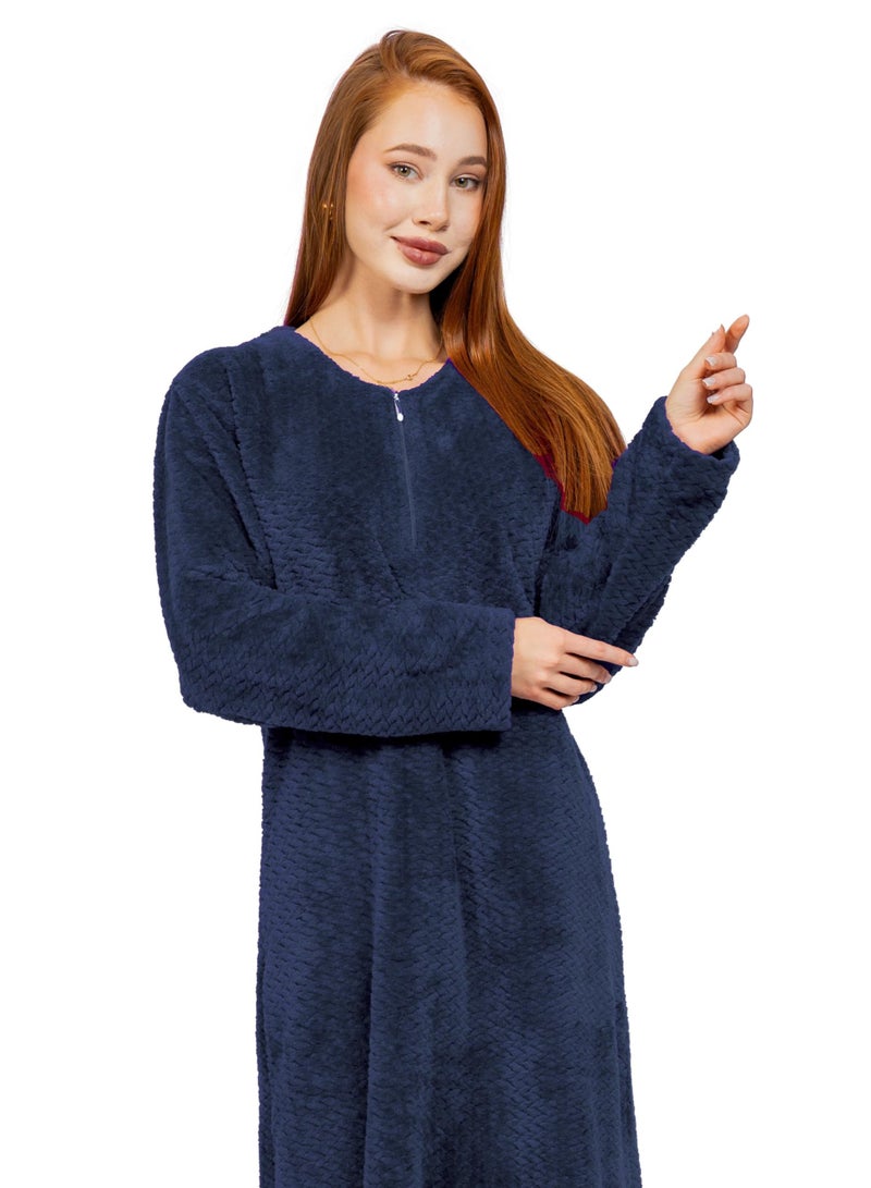 Dadoush Luxurious women's winter abaya made of soft fur, elegant long design - long-sleeved women's robe, winter women's abaya, maxi nightgown from Daadoush - Image 2