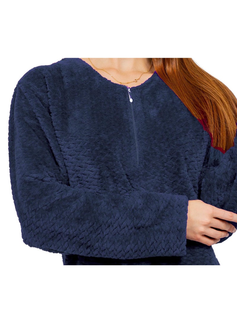 Dadoush Luxurious women's winter abaya made of soft fur, elegant long design - long-sleeved women's robe, winter women's abaya, maxi nightgown from Daadoush - Image 4