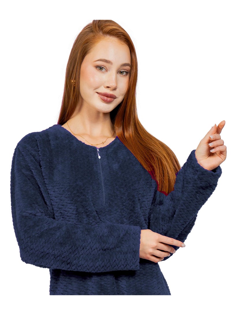 Dadoush Luxurious women's winter abaya made of soft fur, elegant long design - long-sleeved women's robe, winter women's abaya, maxi nightgown from Daadoush - Image 3