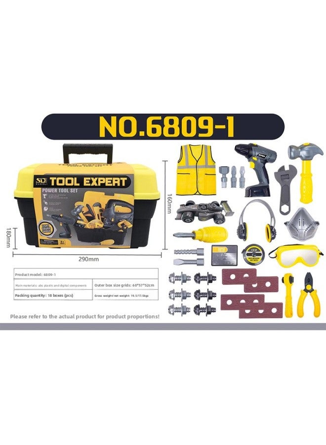 Simulation Maintenance Tool Electric Drill Screwdriver Repair Play House Toys Children's Toolbox Play House Toys-Color:6800-1 - Image 3