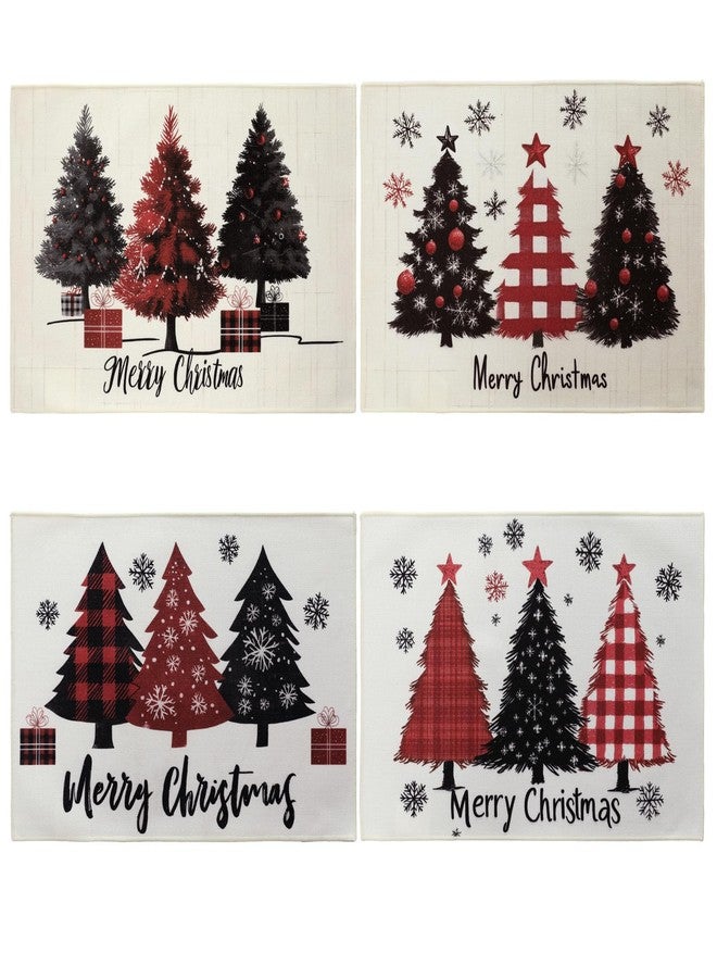 Simplebrand Christmas Tree Placemats Set of 4, Christmas Printed Placemats for Farmhouse, Decorations Indoor for Kitchen, Festival, Stain-Resistant, Protecting Table Mats, Washable, 13"x 19" - Image 1