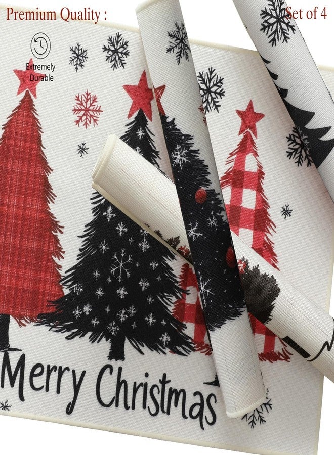Simplebrand Christmas Tree Placemats Set of 4, Christmas Printed Placemats for Farmhouse, Decorations Indoor for Kitchen, Festival, Stain-Resistant, Protecting Table Mats, Washable, 13"x 19" - Image 2