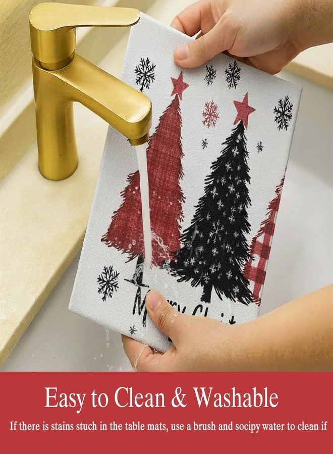 Simplebrand Christmas Tree Placemats Set of 4, Christmas Printed Placemats for Farmhouse, Decorations Indoor for Kitchen, Festival, Stain-Resistant, Protecting Table Mats, Washable, 13"x 19" - Image 5
