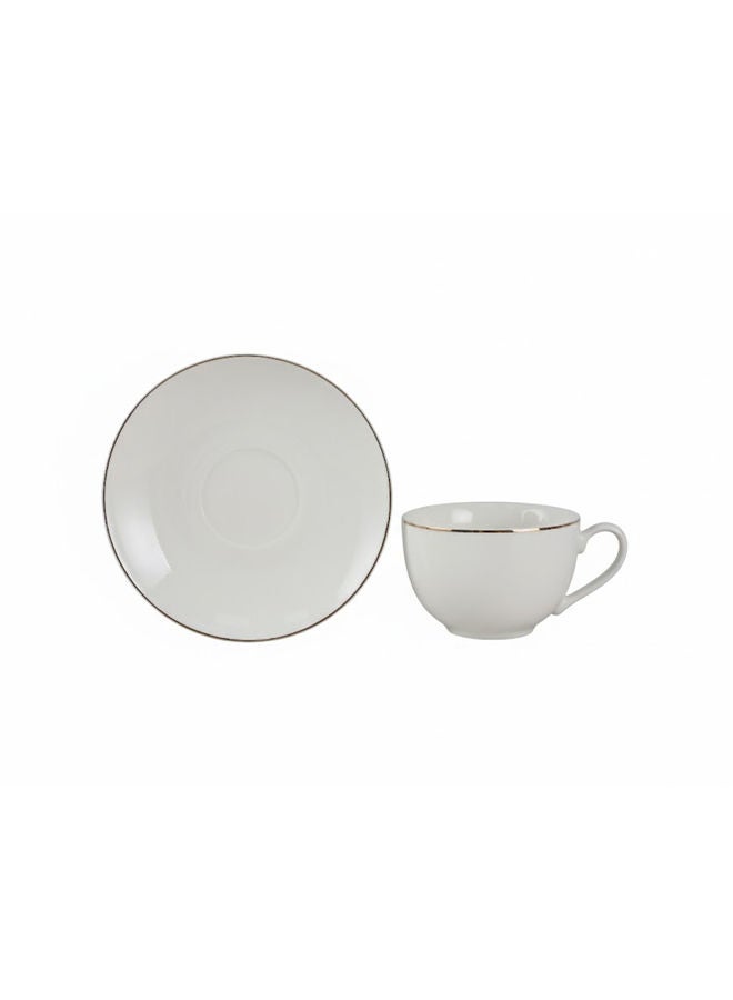 Trust 12-Piece Porcelain Coffee Cup & Saucer Set 100ML White/Gold, Set for 6 People - Image 3