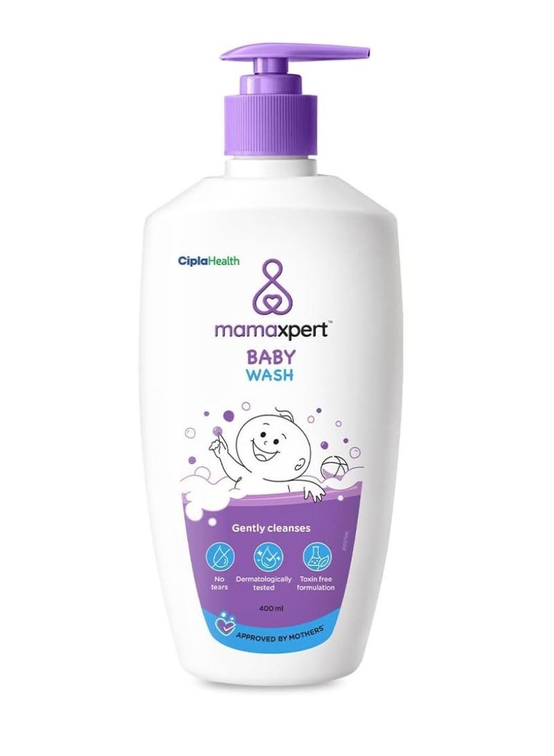 Cipla Mamaxpert Baby Wash (400mL) | Gentle & Nourishing Baby Body Wash | Safe for Sensitive Skin | Hypoallergenic | Tear-Free Formula for Newborns & Infants - Image 1