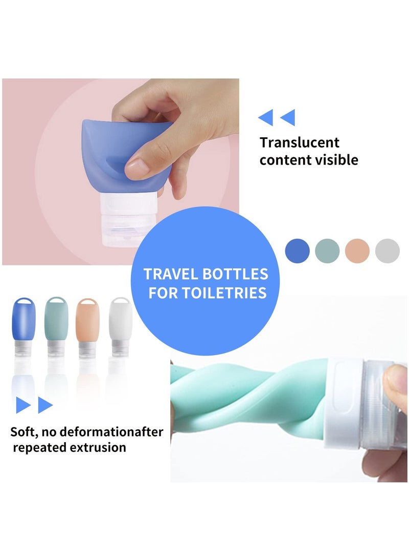 SYOSI 4 Packs Travel Bottles for Toiletries Leak Proof Squeezable Silicone Portable Tubes Size Containers Tube Sets Cosmetic Toiletry Shampoo Lotion Soap - Image 4