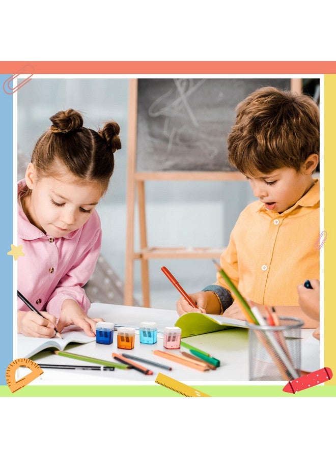 Zhanmai Pencil Sharpener With Lid Manual Double Hole Color Pencil Sharpener Barrel Handheld Small Pencil Sharpener For Kids Classroom School Home(24 Pack) - Image 5