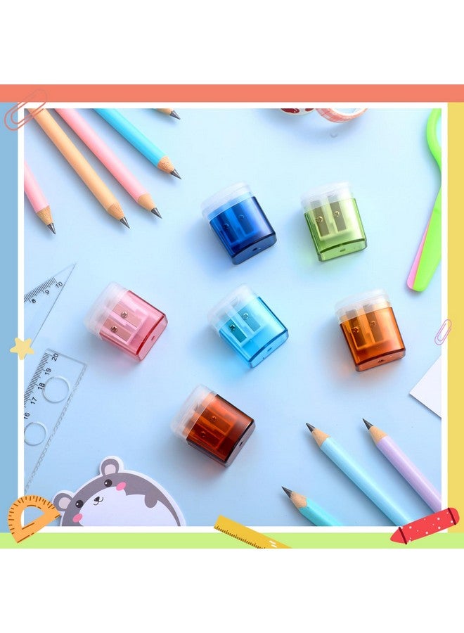 Zhanmai Pencil Sharpener With Lid Manual Double Hole Color Pencil Sharpener Barrel Handheld Small Pencil Sharpener For Kids Classroom School Home(24 Pack) - Image 4
