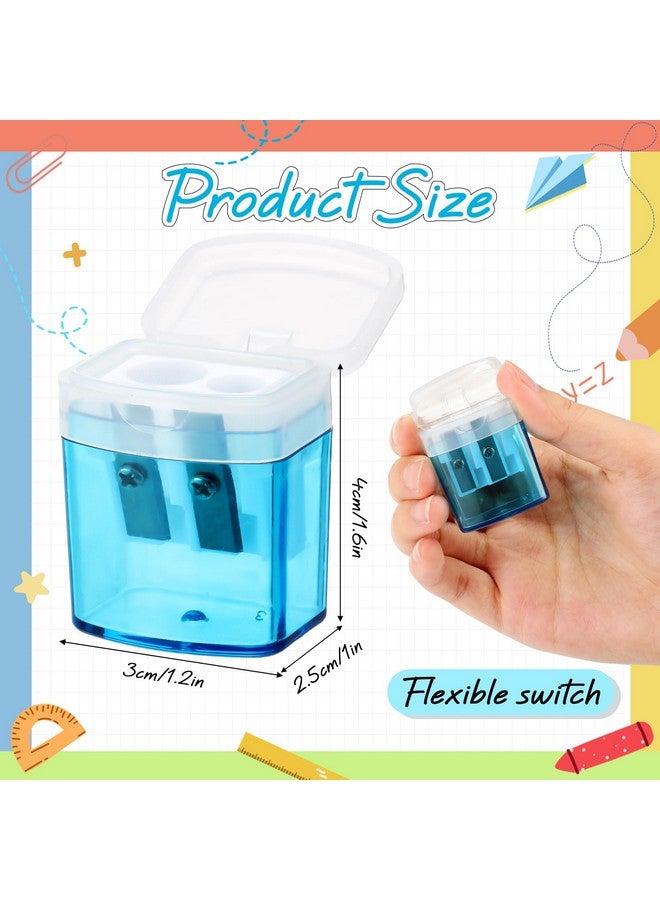 Zhanmai Pencil Sharpener With Lid Manual Double Hole Color Pencil Sharpener Barrel Handheld Small Pencil Sharpener For Kids Classroom School Home(24 Pack) - Image 2