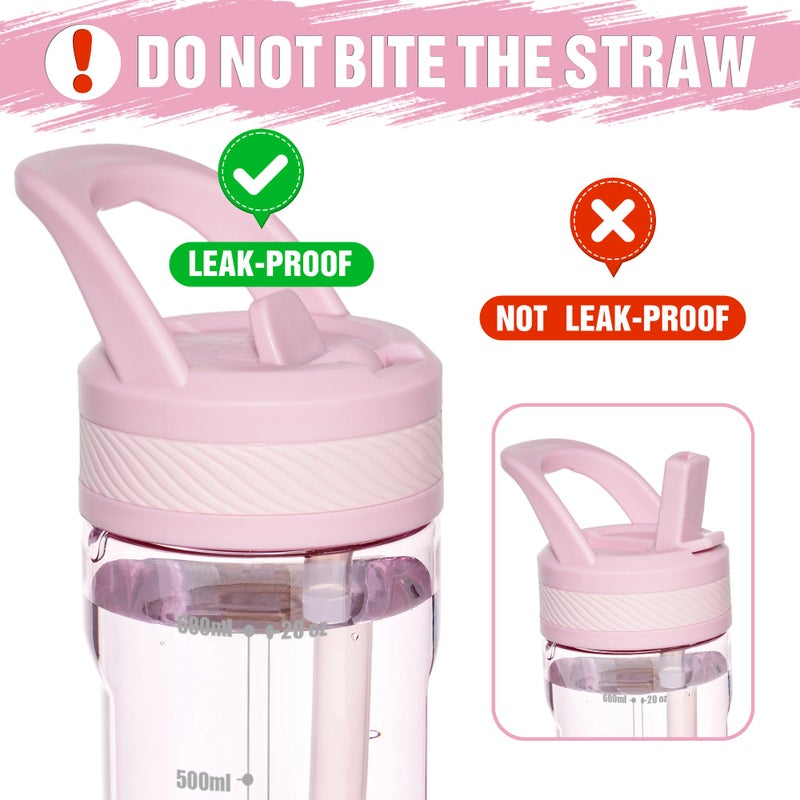 OLDLEY 20 kids Water Bottle with Straw,Tritan BPA-Free,Leak-Proof Design for Travel, Home, School, (Pink) - Image 4