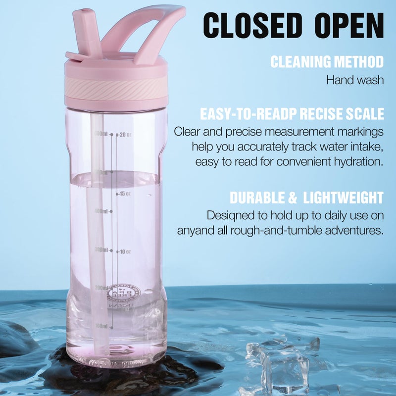 OLDLEY 20 kids Water Bottle with Straw,Tritan BPA-Free,Leak-Proof Design for Travel, Home, School, (Pink) - Image 5