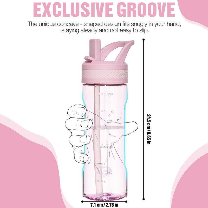 OLDLEY 20 kids Water Bottle with Straw,Tritan BPA-Free,Leak-Proof Design for Travel, Home, School, (Pink) - Image 3