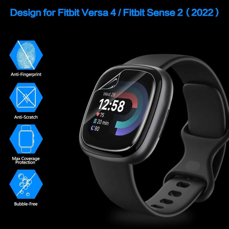 YMHML [ 6 Pack ] Compatible for Fitbit Versa 4 / Versa 3 Screen Protector, Fitbit Sense 2 / Sense Screen Protector, YMHML [Upgrade Flexible Film] Soft HD Clear Anti-Scratch Protector for Fitbit Accessories - Image 3