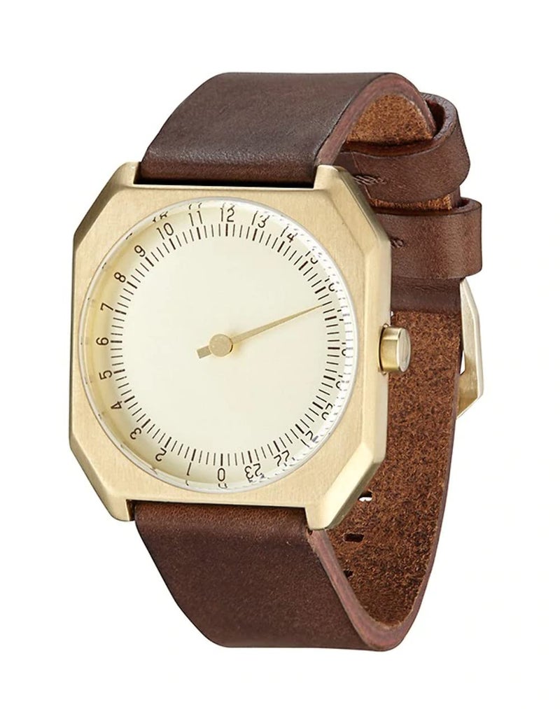 SLOW Jo 18 - Dark Brown Vintage Leather Gold Case Gold Dial Unisex Quartz Watch with Gold Dial Analogue Display and Dark Brown Leather Strap, Gold/Dark Brown, Strap - Image 3