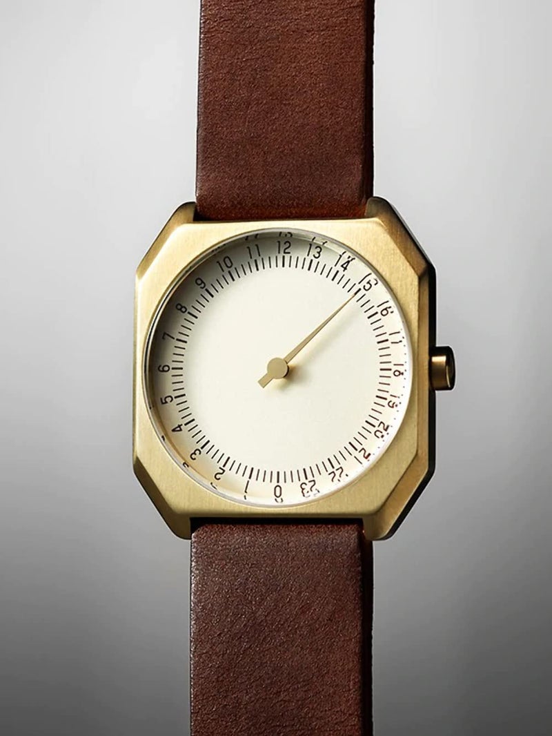 SLOW Jo 18 - Dark Brown Vintage Leather Gold Case Gold Dial Unisex Quartz Watch with Gold Dial Analogue Display and Dark Brown Leather Strap, Gold/Dark Brown, Strap - Image 5