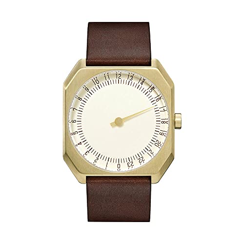 SLOW Jo 18 - Dark Brown Vintage Leather Gold Case Gold Dial Unisex Quartz Watch with Gold Dial Analogue Display and Dark Brown Leather Strap, Gold/Dark Brown, Strap - Image 1