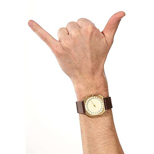 SLOW Jo 18 - Dark Brown Vintage Leather Gold Case Gold Dial Unisex Quartz Watch with Gold Dial Analogue Display and Dark Brown Leather Strap, Gold/Dark Brown, Strap - Image 2