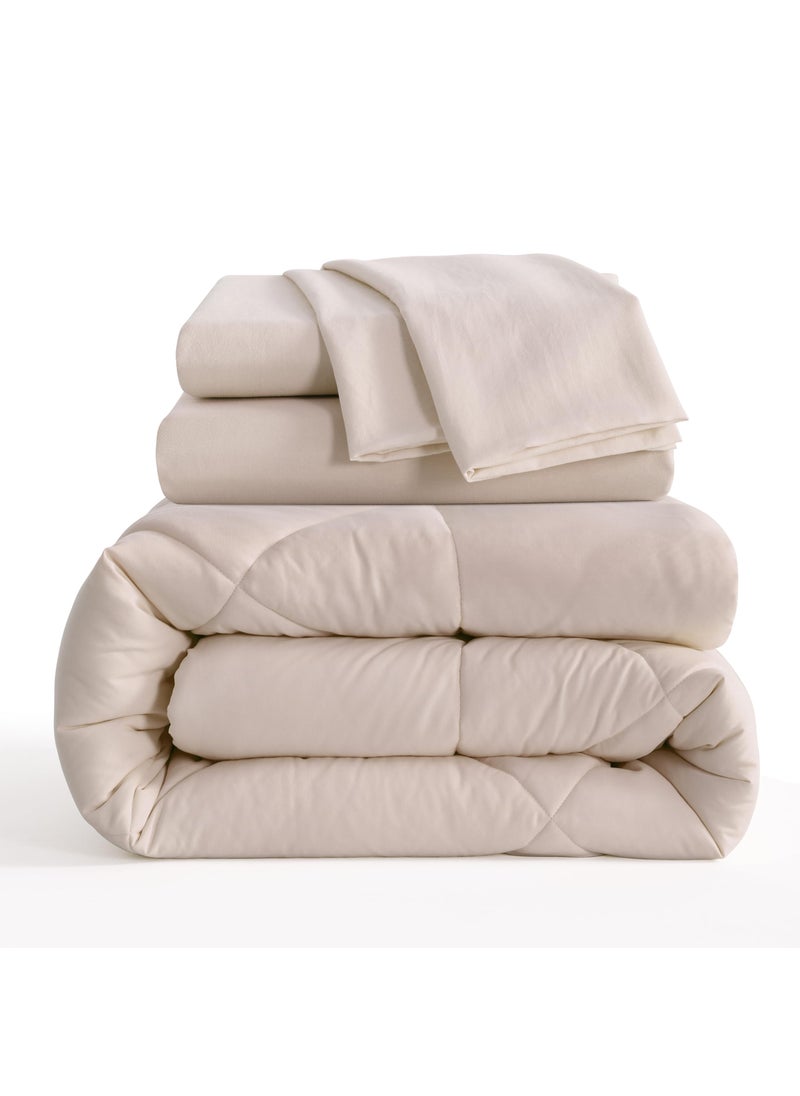 NTBAY NTBAY Twin Comforter Set with Sheets  5 Pieces Soft and Breathable Twin Bedding Set  Twin Bed in a Bag  Down Alternative Comforter Set Solid Color All Season  Kids Bedding Set  Taupe  - Image 2