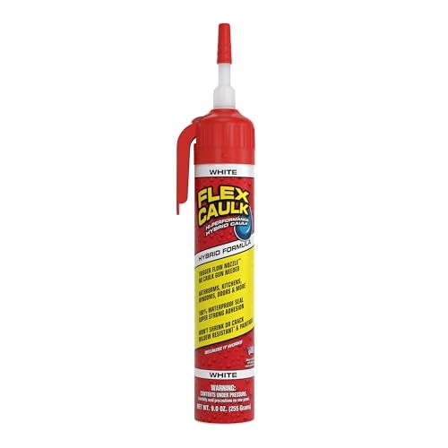 Flex Seal Flex Caulk, Waterproof & Weatherproof Hybrid Polymer Sealant, Strong, Paintable, Indoor, Outdoor, Bath, Shower, Sink, Window, Baseboards, Door, RV, Roof, Wood, Auto & Marine, White, 9 oz, 1-Pack - Image 1