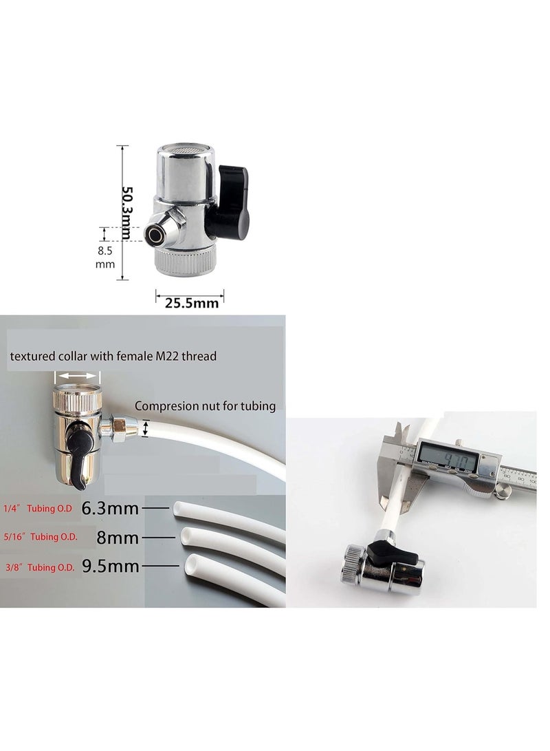 M22x 1 Thread Female Chrome Faucet Valve Adapter with Filter Kitchen Faucet Water Adapter (O.D RO 3/8 Inch Pipe Outlet, One Way Faucet Valve Kit)  - Image 4