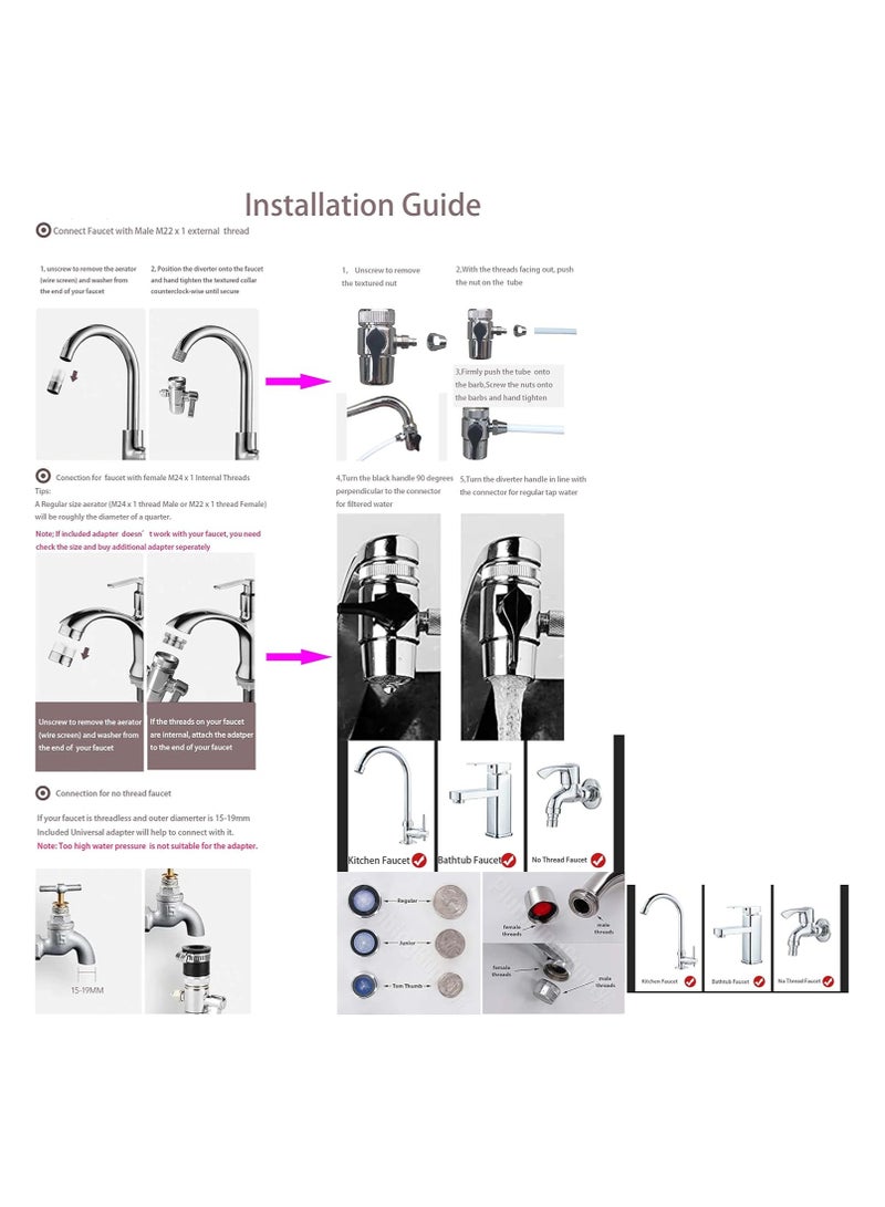 M22x 1 Thread Female Chrome Faucet Valve Adapter with Filter Kitchen Faucet Water Adapter (O.D RO 3/8 Inch Pipe Outlet, One Way Faucet Valve Kit)  - Image 5