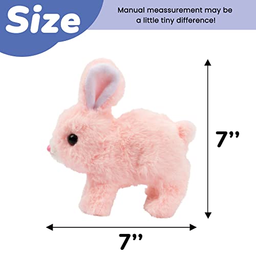 Hopearl Hopping Rabbit Interactive Electronic Pet Plush Bunny Toy with Sounds and Movements Animated Walking Wiggle Ears Twitch Nose Gift for Toddlers Birthday, Pink, 7'' - Image 2