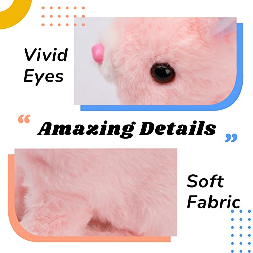 Hopearl Hopping Rabbit Interactive Electronic Pet Plush Bunny Toy with Sounds and Movements Animated Walking Wiggle Ears Twitch Nose Gift for Toddlers Birthday, Pink, 7'' - Image 5