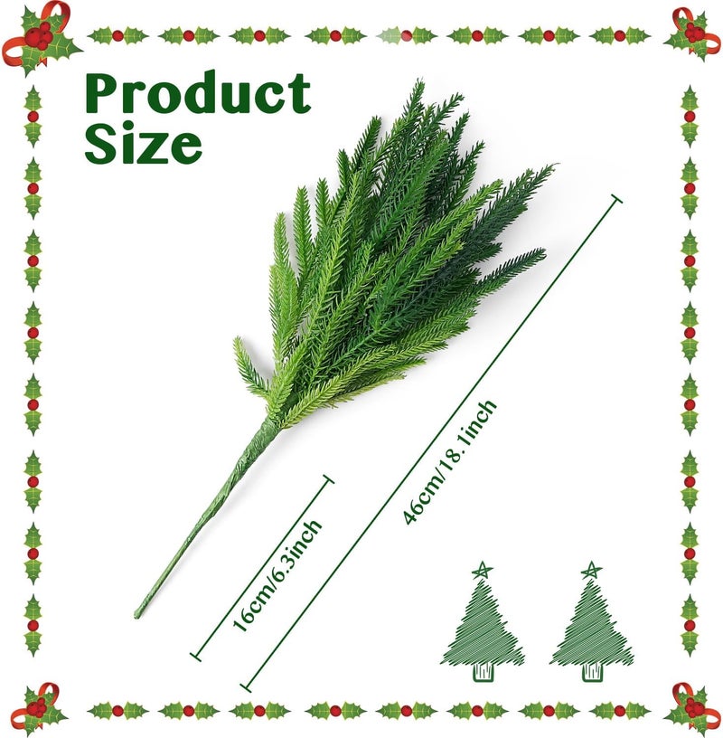 trytuny Christmas Norfolk Pine Branches, 12 Bundles Artificial Xmas Greenery Leaves Stems and 2PCS Tree Branches for DIY Garlands, Wreaths, Crafts, Holiday and Home Centerpiece Table Decorations - Image 3