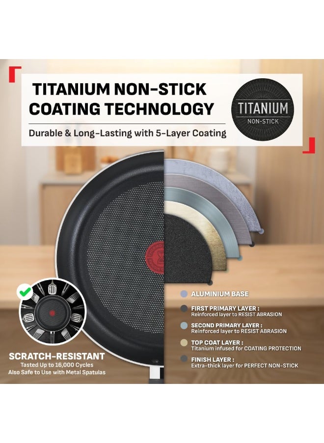 T-Fal Day by Day Non-Stick Frypan/Thermo-Spot Technology/PFOA Free, Titanium Non-Stick Coating / 28 cm/Superior Induction Base/Suitable for All Hob Type/Black / 2 Years of Warranty - Image 3
