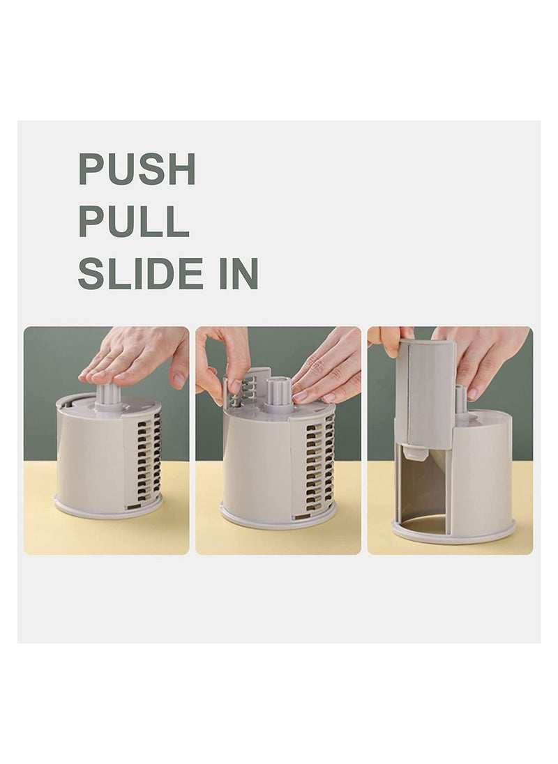 Rotary Vegetable Cutter + Cheese Grater -  Vegetable Shredder Round Mandoline Slicer, Grater, Salad Maker - Large Feed Port - Suction Base - Vegetable, Fruit, Cookie, OREO, Nuts (Green)  - Image 3
