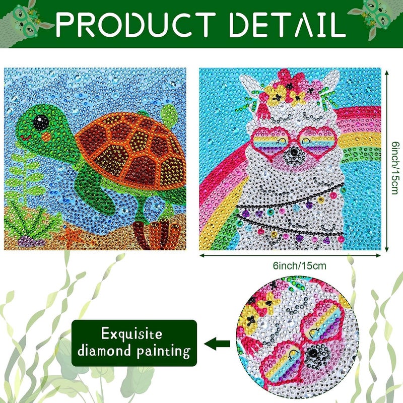 Luckam 4 Pieces 5D Diamond Painting Kit for Kids Full Drill Painting by Number Kits for Beginners DIY Diamond Rhinestone Art Craft Set for Home Office Wall Decor (Adorable Style) - Image 2