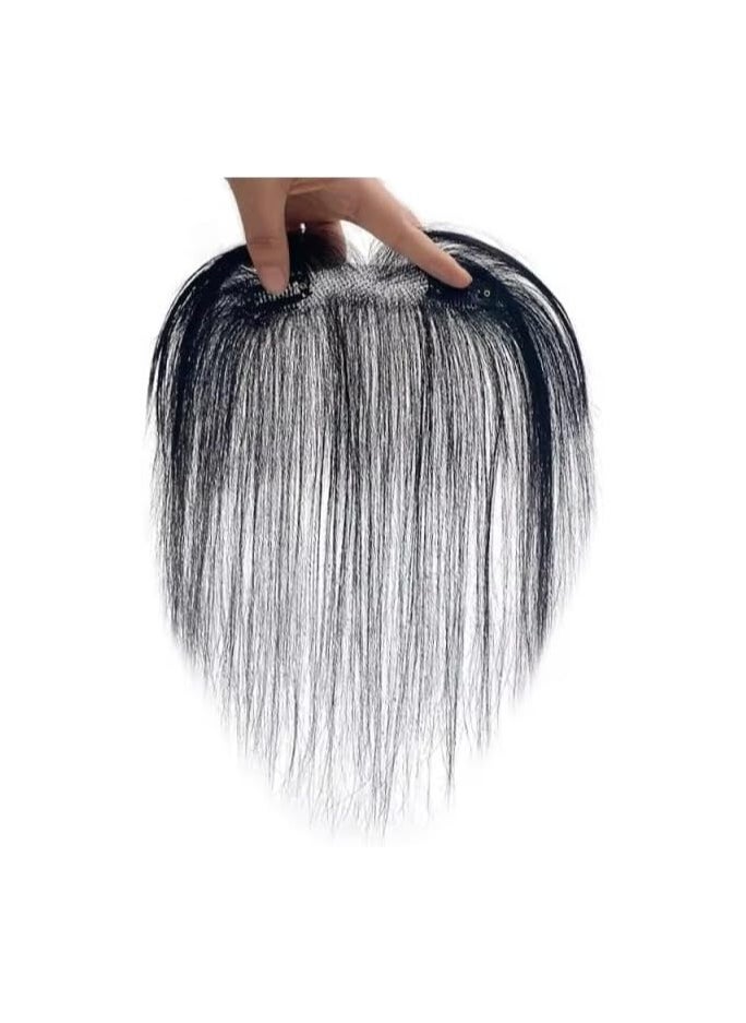Estelle Hair Toppers for Women Real Human Hair Toppers Hair Pieces for Women with Thinning Hair Human Hair Toppers with Bangs Clip in Hair Extensions (Nature Black, 2x12cmbase,hairlength25cm, Straight)  - Image 5