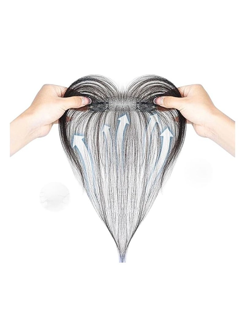 Estelle Hair Toppers for Women Real Human Hair Toppers Hair Pieces for Women with Thinning Hair Human Hair Toppers with Bangs Clip in Hair Extensions (Nature Black, 2x12cmbase,hairlength25cm, Straight)  - Image 3