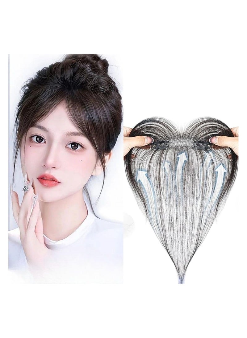 Estelle Hair Toppers for Women Real Human Hair Toppers Hair Pieces for Women with Thinning Hair Human Hair Toppers with Bangs Clip in Hair Extensions (Nature Black, 2x12cmbase,hairlength25cm, Straight)  - Image 1