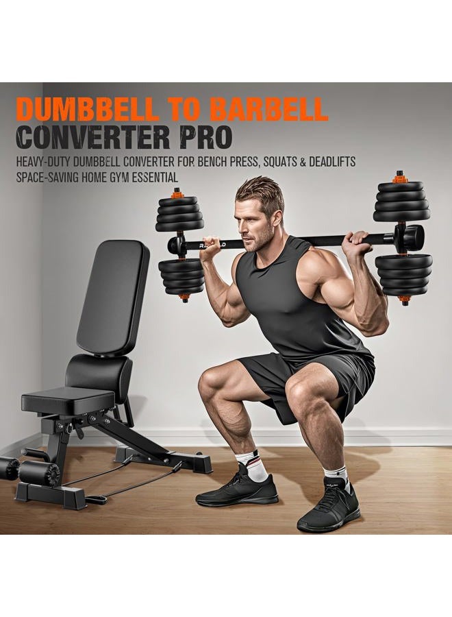 Rawaild Dumbbell to Barbell Converter Bar - Adjustable Weight Bar for Home Gym, Converts Dumbbells to Barbell Set, 300lbs Capacity, Anti-Slip Foam Grip, Compatible with Standard Dumbbells - Image 4