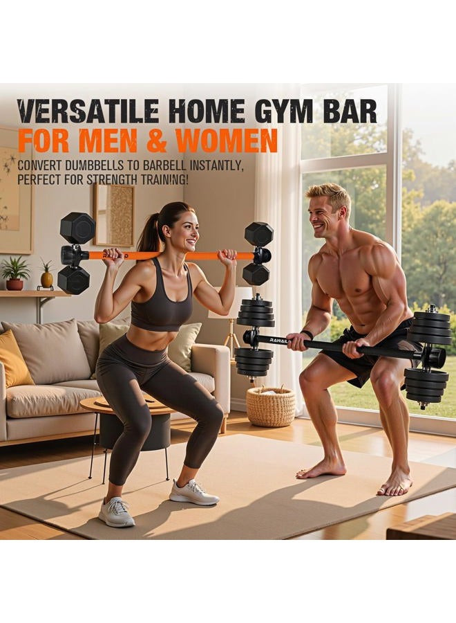 Rawaild Dumbbell to Barbell Converter Bar - Adjustable Weight Bar for Home Gym, Converts Dumbbells to Barbell Set, 300lbs Capacity, Anti-Slip Foam Grip, Compatible with Standard Dumbbells - Image 3