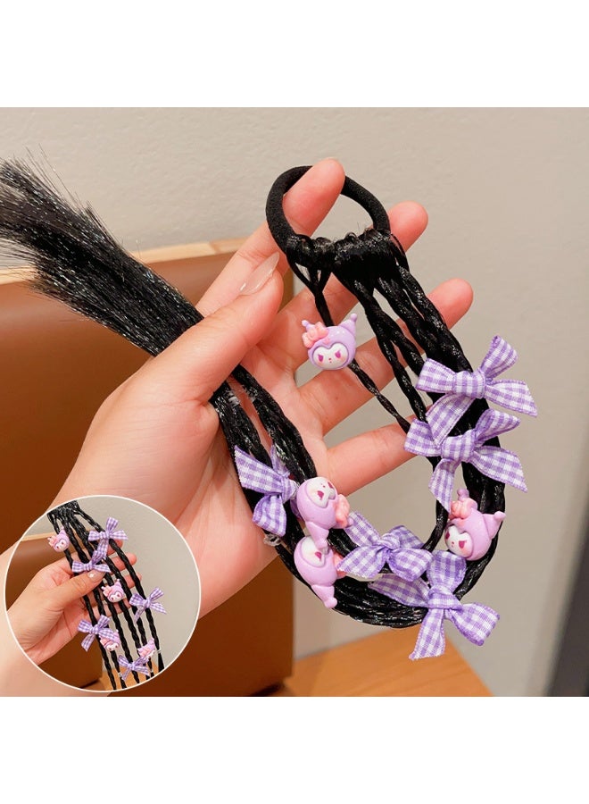 Loquat Kids Braided Wig Ponytail Hair Tie Cool Sweet Accessories 3 Black Cool Lomi 1 Pack