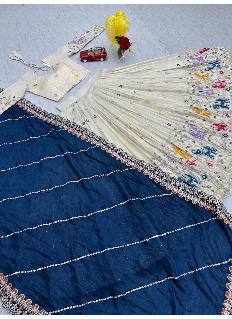 Super Asian Regal Pure Tissue Silk Lehenga Choli with Vichitra Silk Dupatta – Heavy Thread & 7mm Sequin Work | Fully Stitched  - Image 5