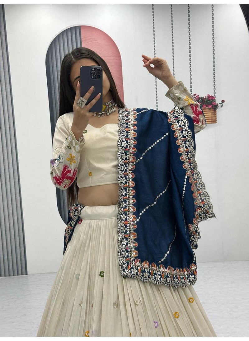 Super Asian Regal Pure Tissue Silk Lehenga Choli with Vichitra Silk Dupatta – Heavy Thread & 7mm Sequin Work | Fully Stitched  - Image 3