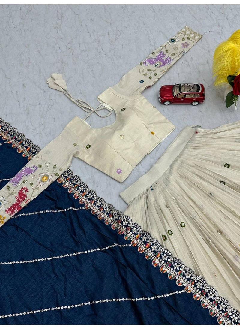 Super Asian Regal Pure Tissue Silk Lehenga Choli with Vichitra Silk Dupatta – Heavy Thread & 7mm Sequin Work | Fully Stitched  - Image 4