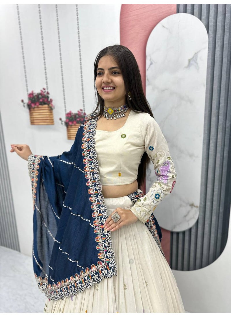 Super Asian Regal Pure Tissue Silk Lehenga Choli with Vichitra Silk Dupatta – Heavy Thread & 7mm Sequin Work | Fully Stitched  - Image 2