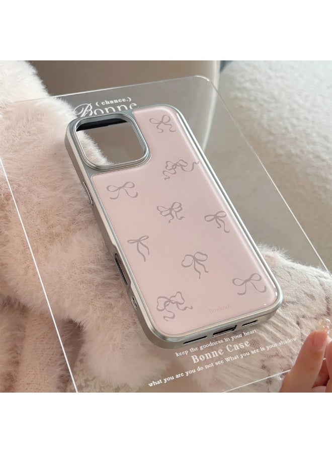 NIBEMINENT Full Screen Bows Protective TPU Case Cover For iPhone 15 Pro, Powder