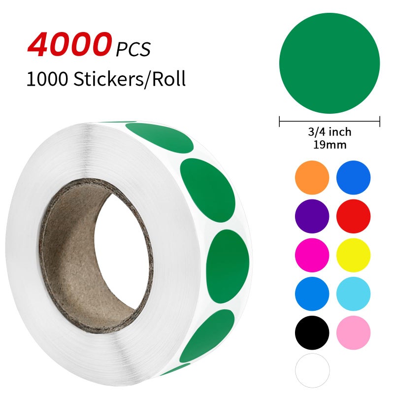 Ouzoustate 4000 Pcs 3/4"" Colored Dot Stickers Round Circle Colored Coding Labels Garage Yard Sale Dot Stickers For Toddlers  Classroom Office - Image 2