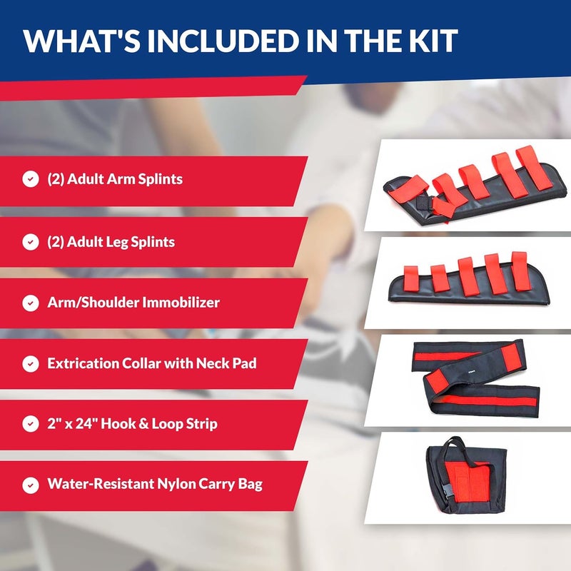 Dixie EMS Fracture Splint Kit  Emergency Immobilization Set with Arm  Leg Splints Shoulder Support  Carry Bag  First Responder EMT Paramedic  Medical Use - Image 4