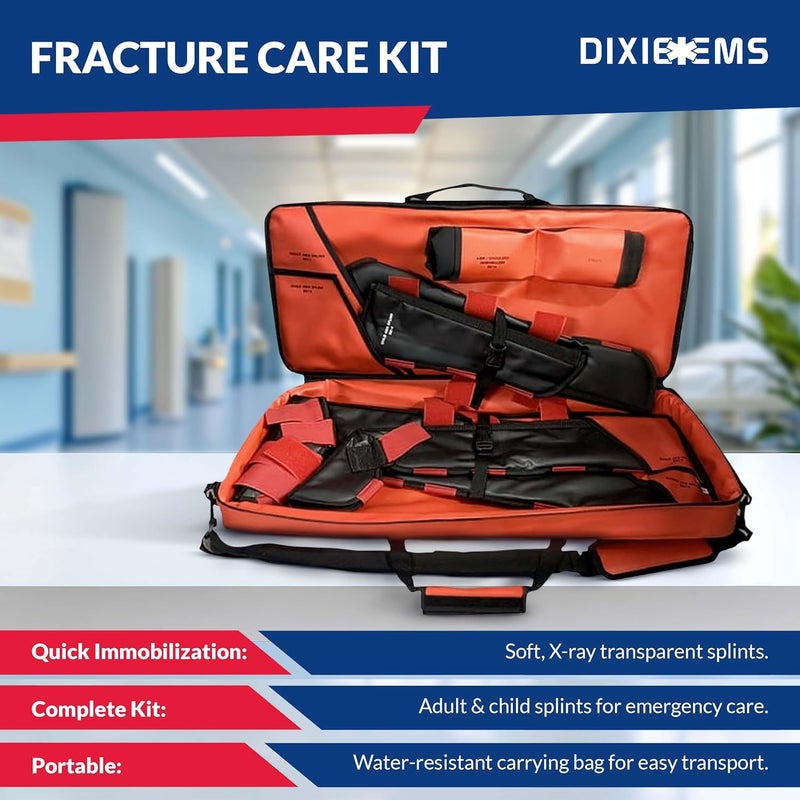 Dixie EMS Fracture Splint Kit  Emergency Immobilization Set with Arm  Leg Splints Shoulder Support  Carry Bag  First Responder EMT Paramedic  Medical Use - Image 2