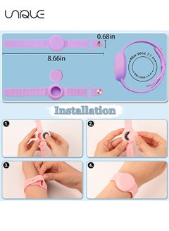 Unique Kids Waterproof Airtag Bracelet Compatible with Apple AirTag, Hidden Silicon Protective Case for Air Tag Holder, Adjustable Anti-Lost Watch Band for Toddler Child （Dark Purple）  - Image 2