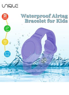 Unique Kids Waterproof Airtag Bracelet Compatible with Apple AirTag, Hidden Silicon Protective Case for Air Tag Holder, Adjustable Anti-Lost Watch Band for Toddler Child （Dark Purple）  - Image 5
