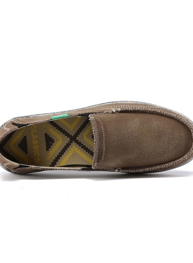 VILOCY Mens Slip on Deck Shoes Zero Drop Casual Canvas Loafer Vintage Flat Boat Shoes Dark Brown US10.5 EU44 - Image 5