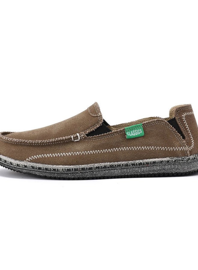 VILOCY Mens Slip on Deck Shoes Zero Drop Casual Canvas Loafer Vintage Flat Boat Shoes Dark Brown US10.5 EU44 - Image 4