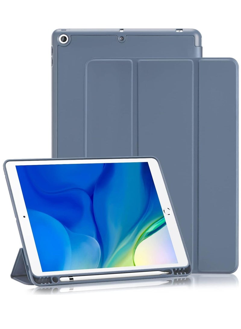 راكسوم حافظة iPad من الجيل التاسع/الثامن/السابع (2021/2020/2019) - حافظة iPad مقاس 10.2 بوصة مع حامل قلم رصاص، وظهر نحيف ناعم من مادة TPU مع حامل مغناطيسي ذكي (أرجواني) - Image 1